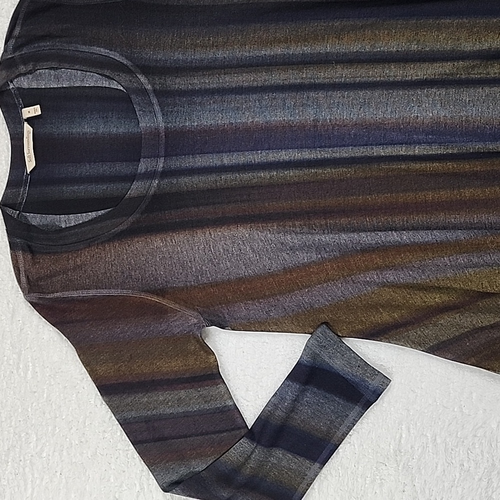 Soft Surroundings Esha Stripe Scoopneck Shark Bite Hem Long Sleeve Sweater - Picture 3 of 8